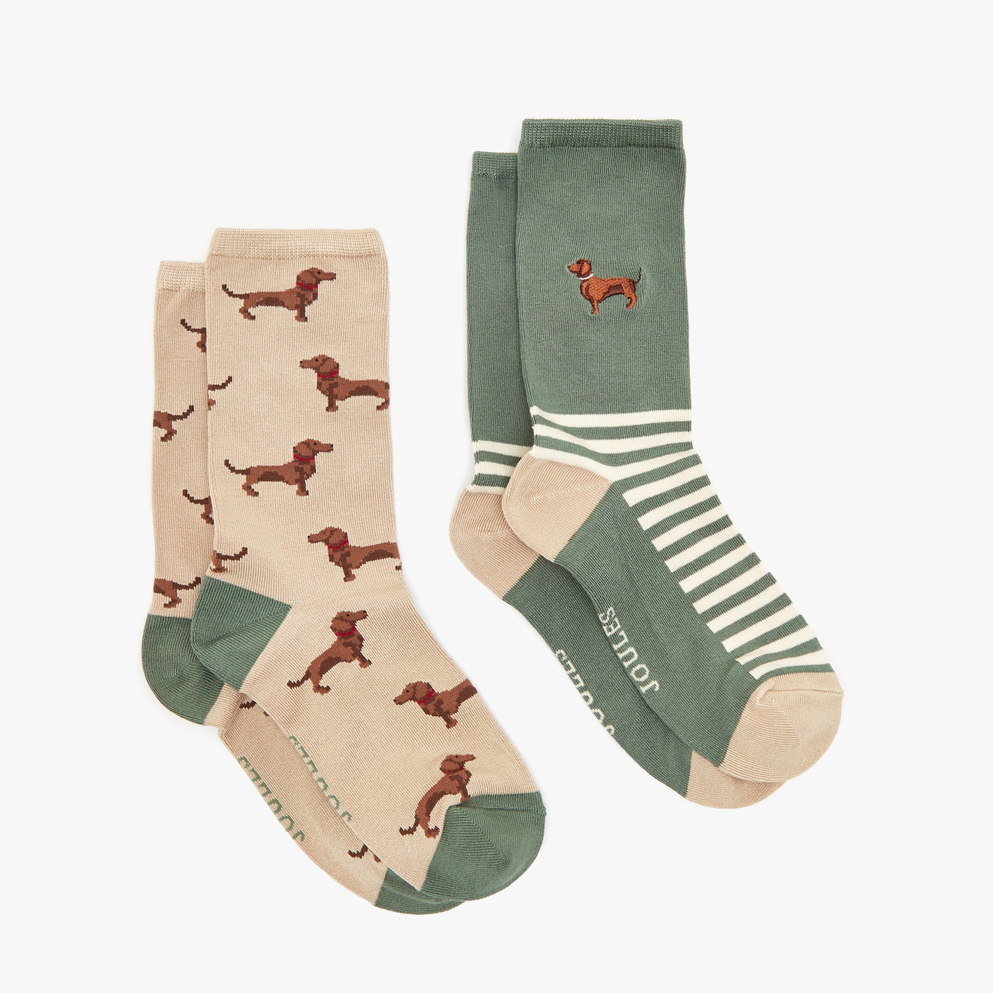 Joules EVERYDAY 2-Pack Womens Socks Green Dog