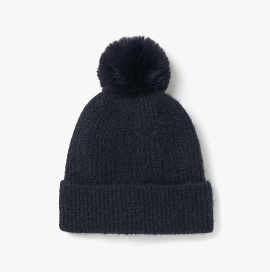 Joules EFFIE Womens Knitted Bobble Hat Navy