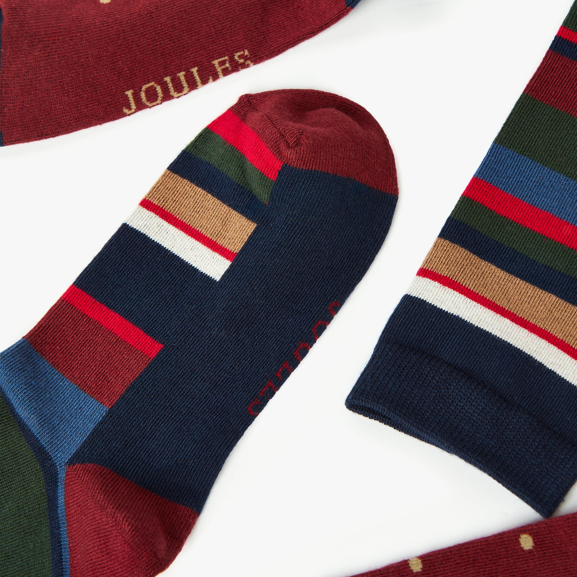 Joules KINGSBURY 2-Pack Mens Socks Stripe Red