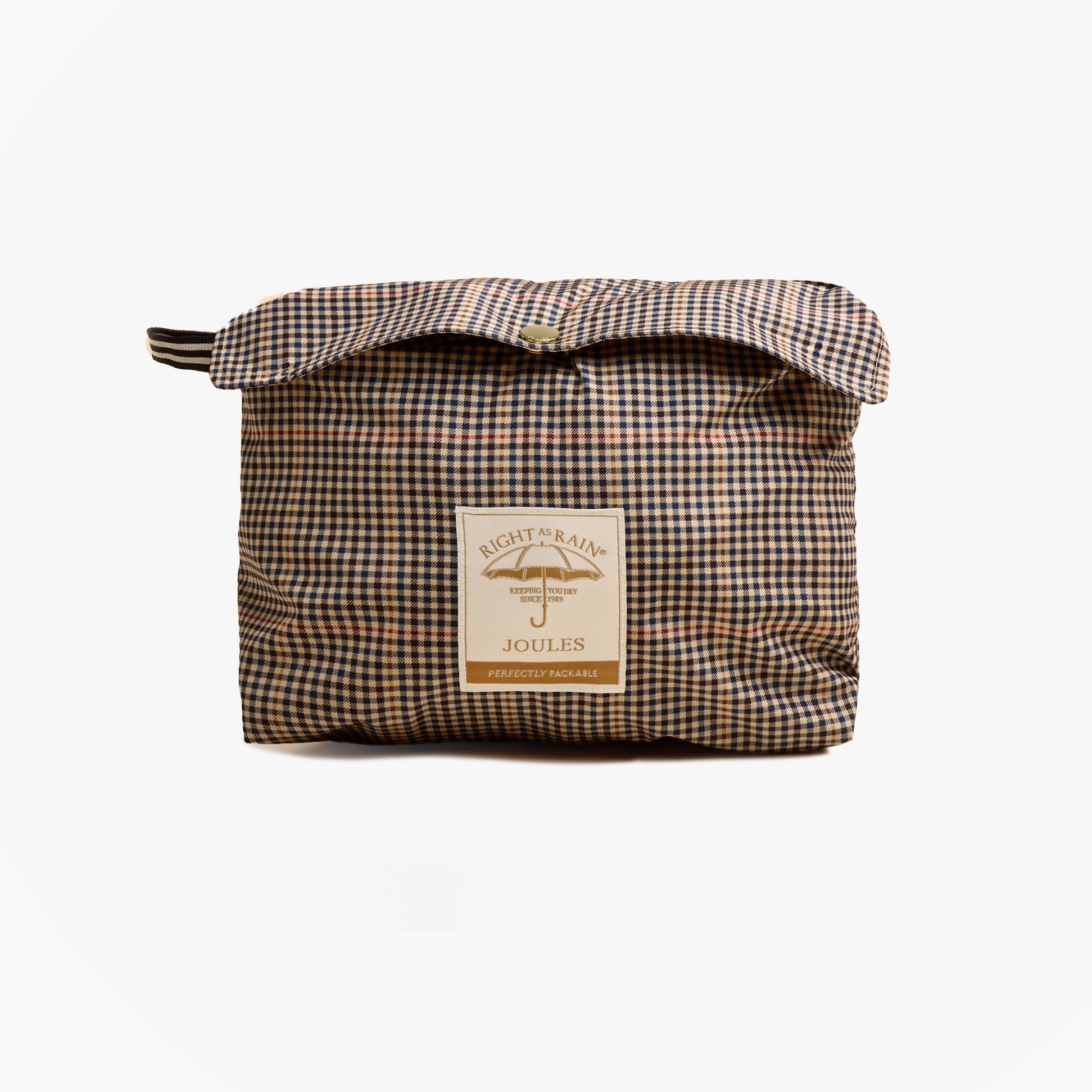 Joules HOLKHAM Waterproof Packable Raincoat With Hood Brown Check