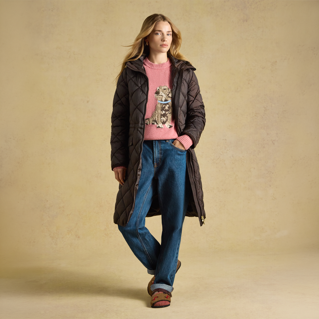 Joules CHESSINGTON Womens Quilted Jacket Chocolate Brown