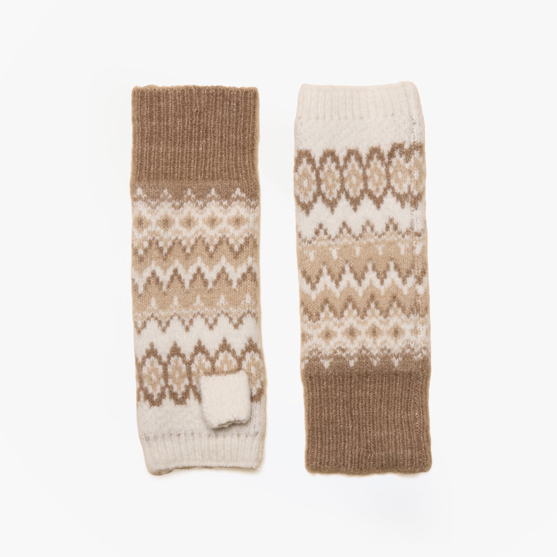 Joules Kara Neutral Fingerless Fairisle Glove Beige
