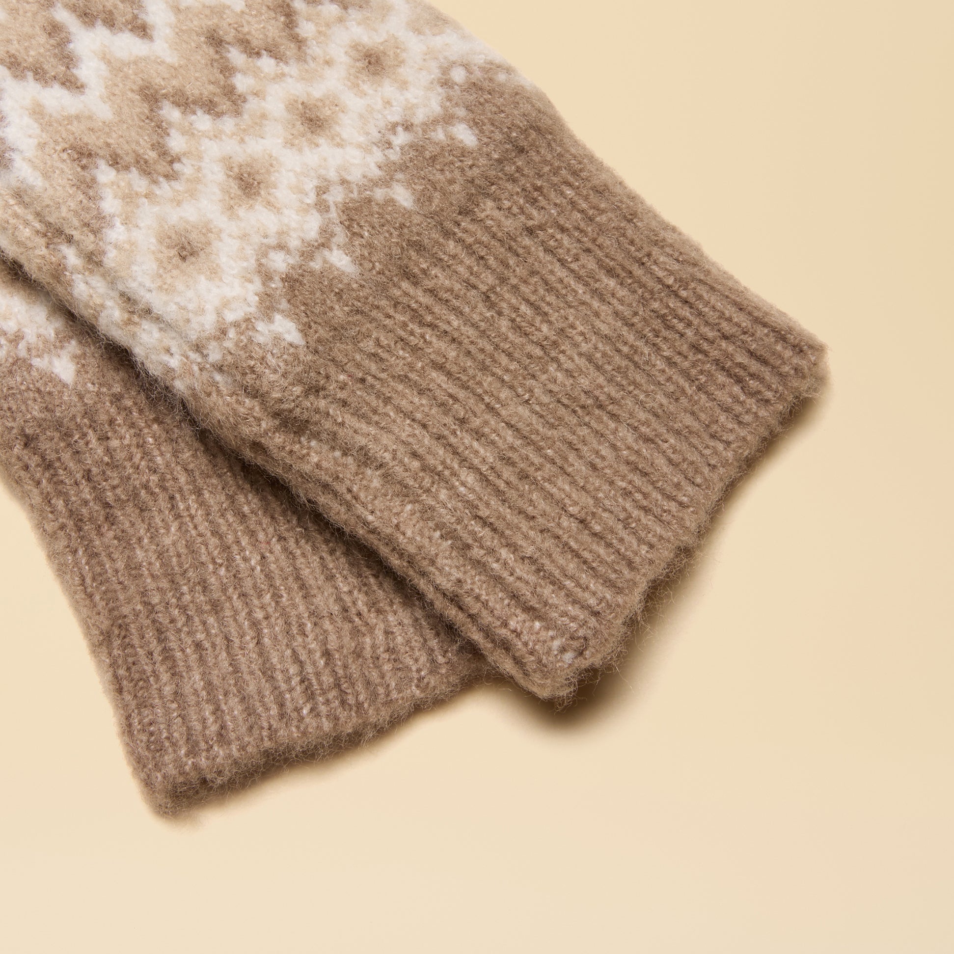 Joules Kara Neutral Fingerless Fairisle Glove Beige