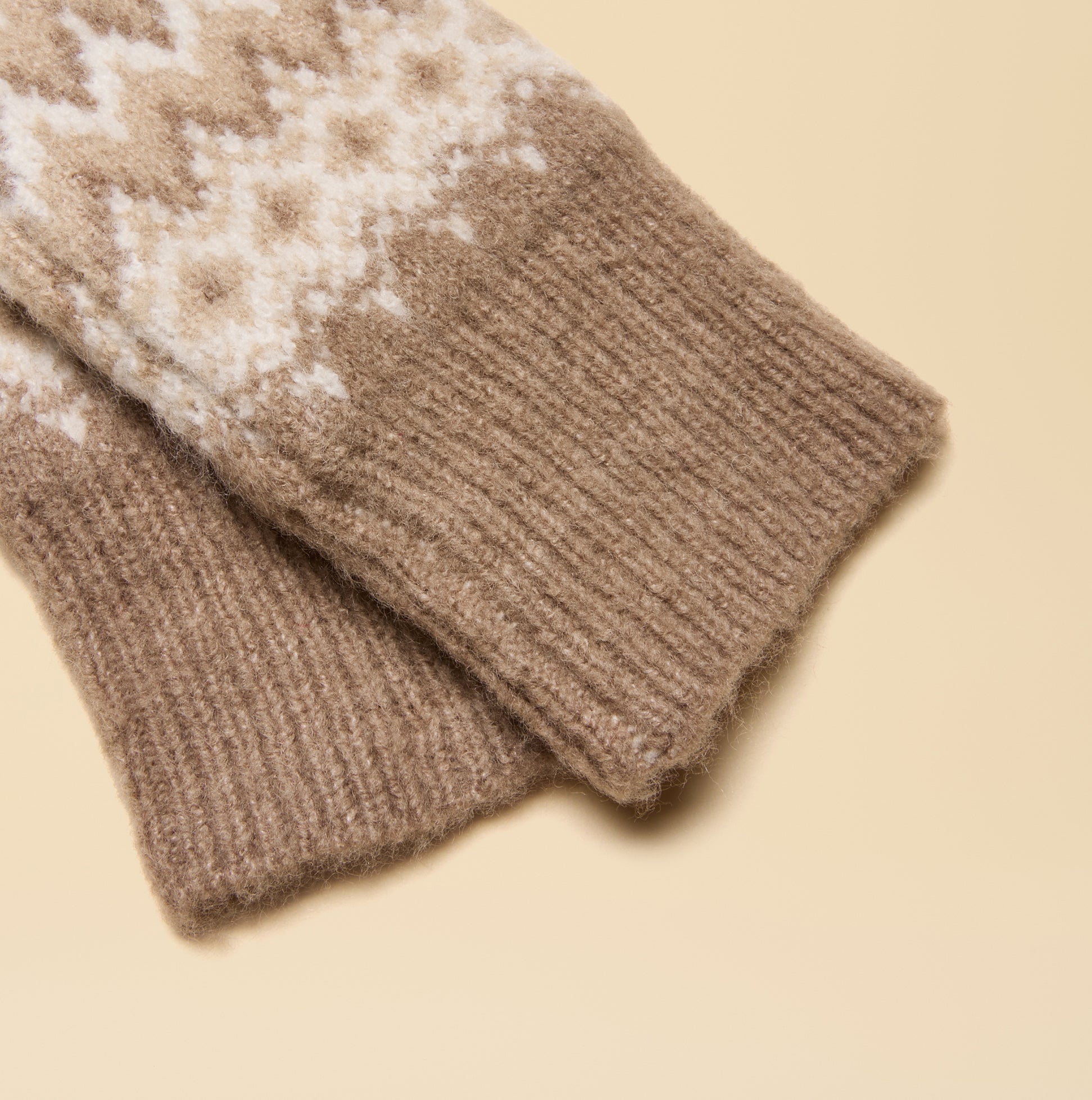 Joules KARA Neutral Fingerless Fairisle Glove Beige