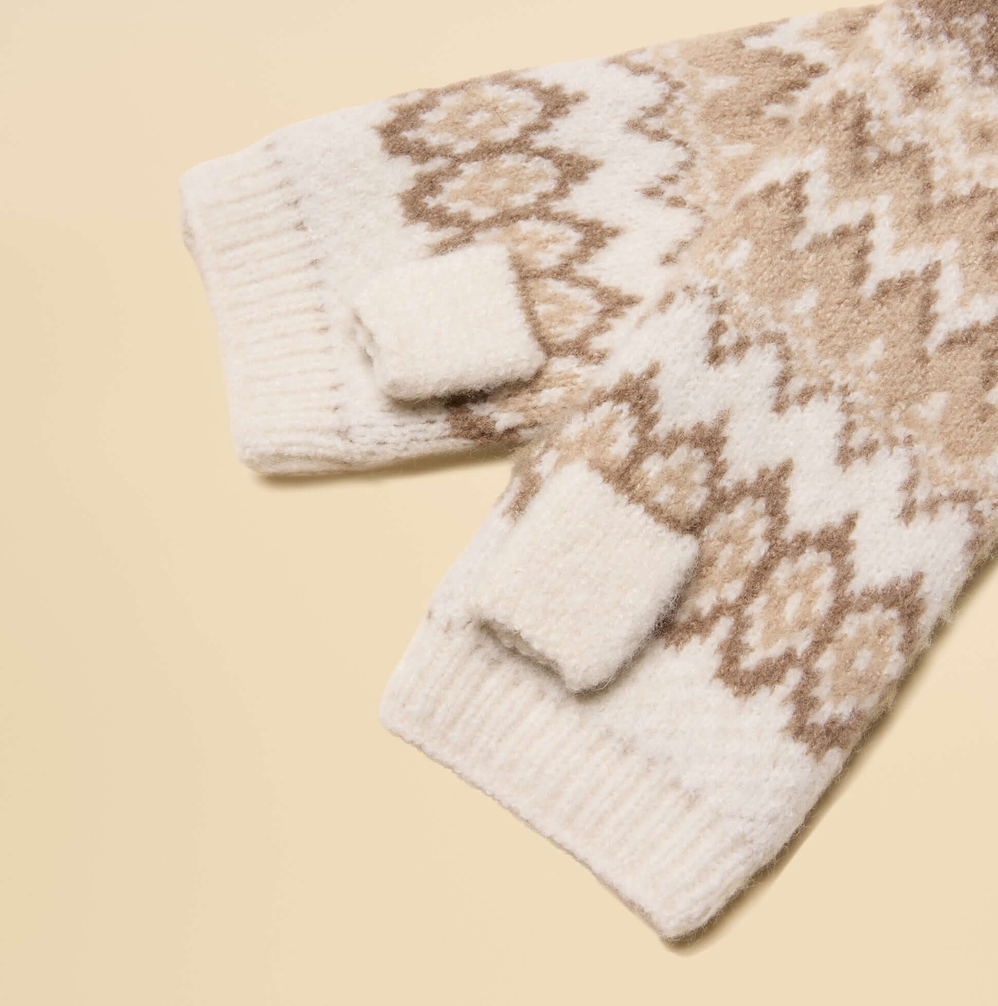 Joules KARA Neutral Fingerless Fairisle Glove Beige