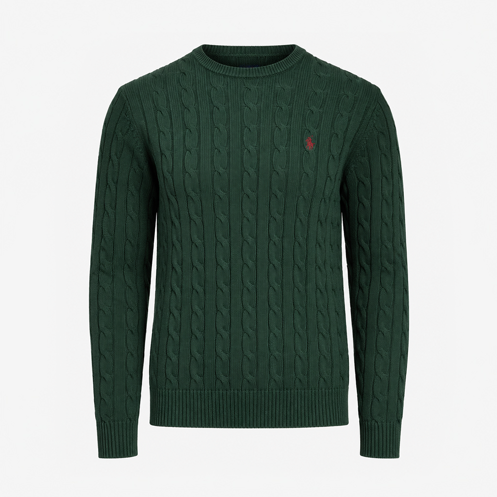 Joules CABLE CREW Mens Sweater Green