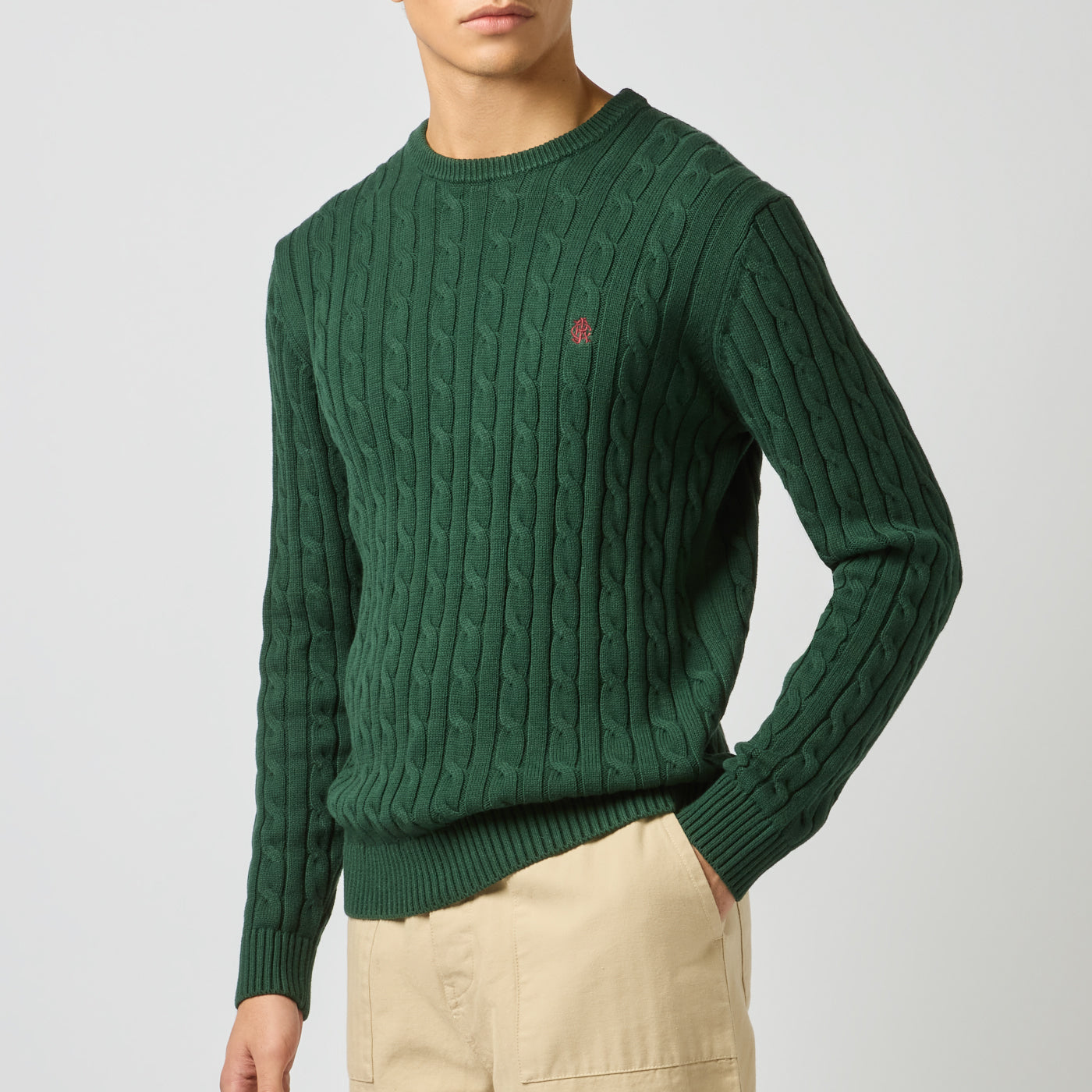 Joules CABLE CREW Mens Sweater Green