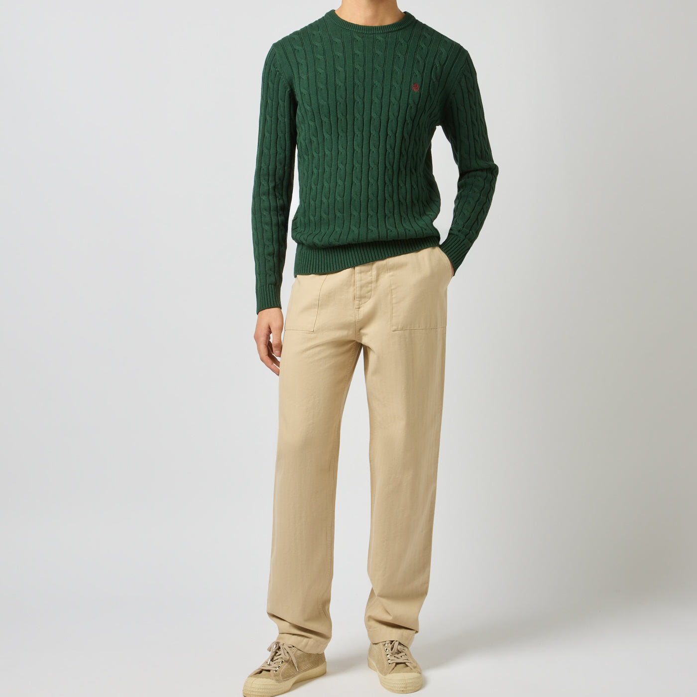 Joules CABLE CREW Mens Sweater Green