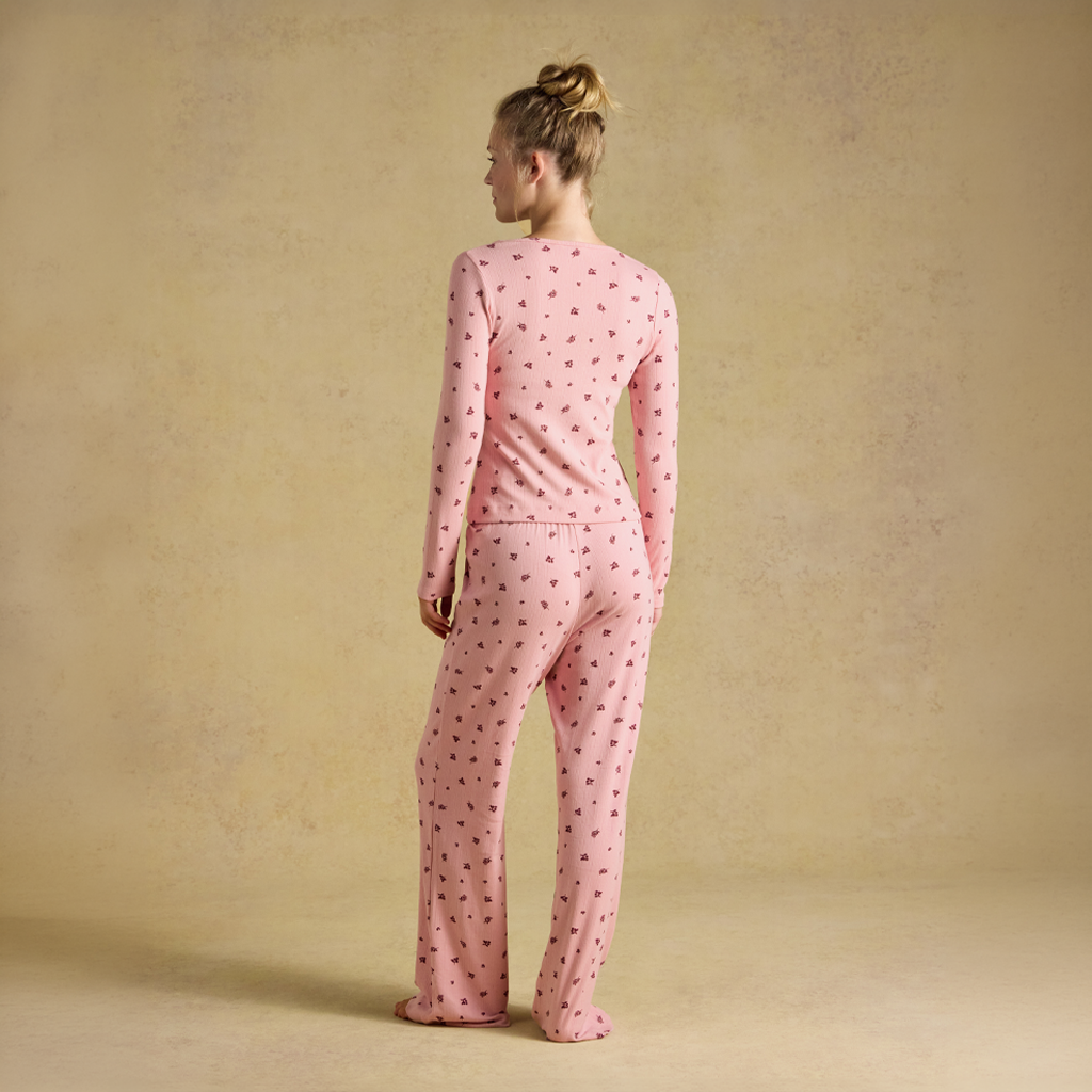 Joules POINTELLE Ladies Pyjama Set Pink Floral