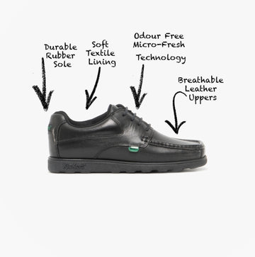 Kickers 114243 FRAGMA LACE 4 EYE Boys School Shoes Black