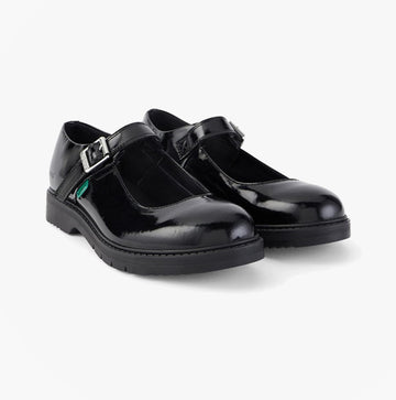 Kickers 116233 FINLEY MJ Girls School Shoes Patent Black