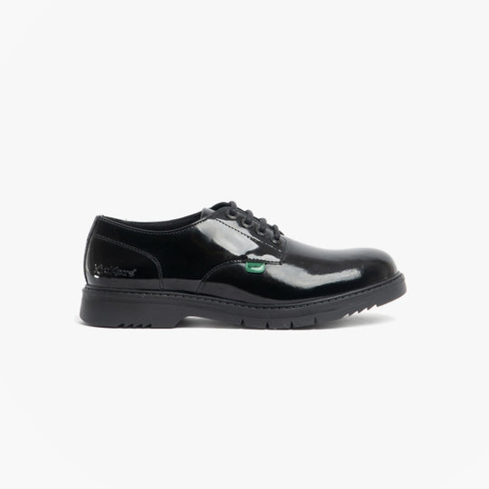 Kickers 116234 FINLEY LO Girls School Shoes Patent Black