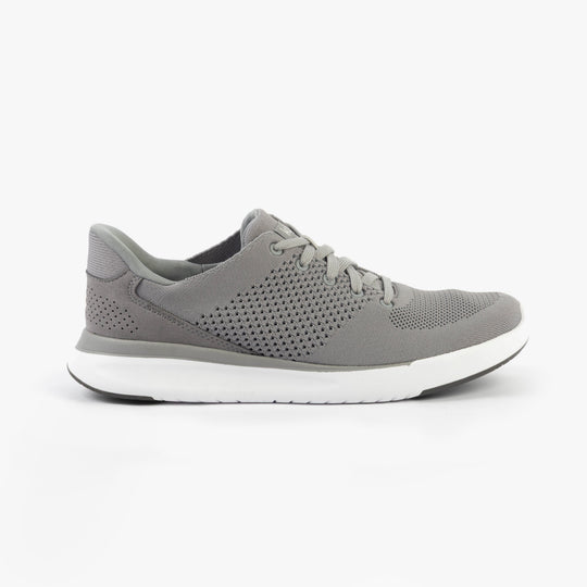 Kizik LIMA Unisex Adults Trainers Grey side view with breathable knit upper and rubber sole.