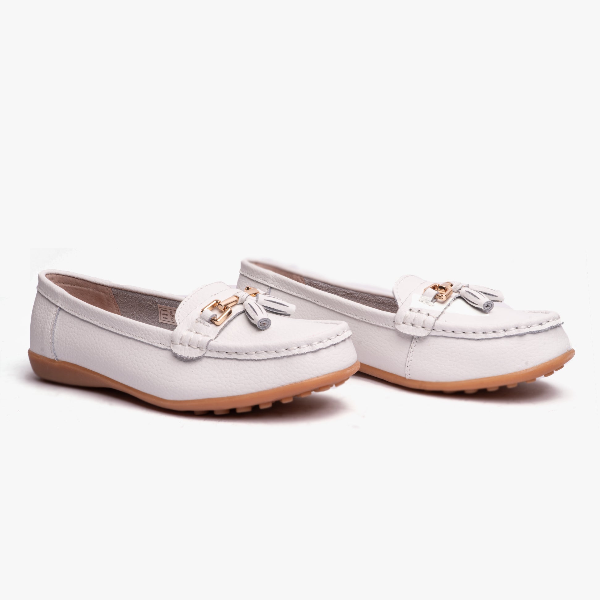 CAMILLA Womens Leather Tassle Loafers White