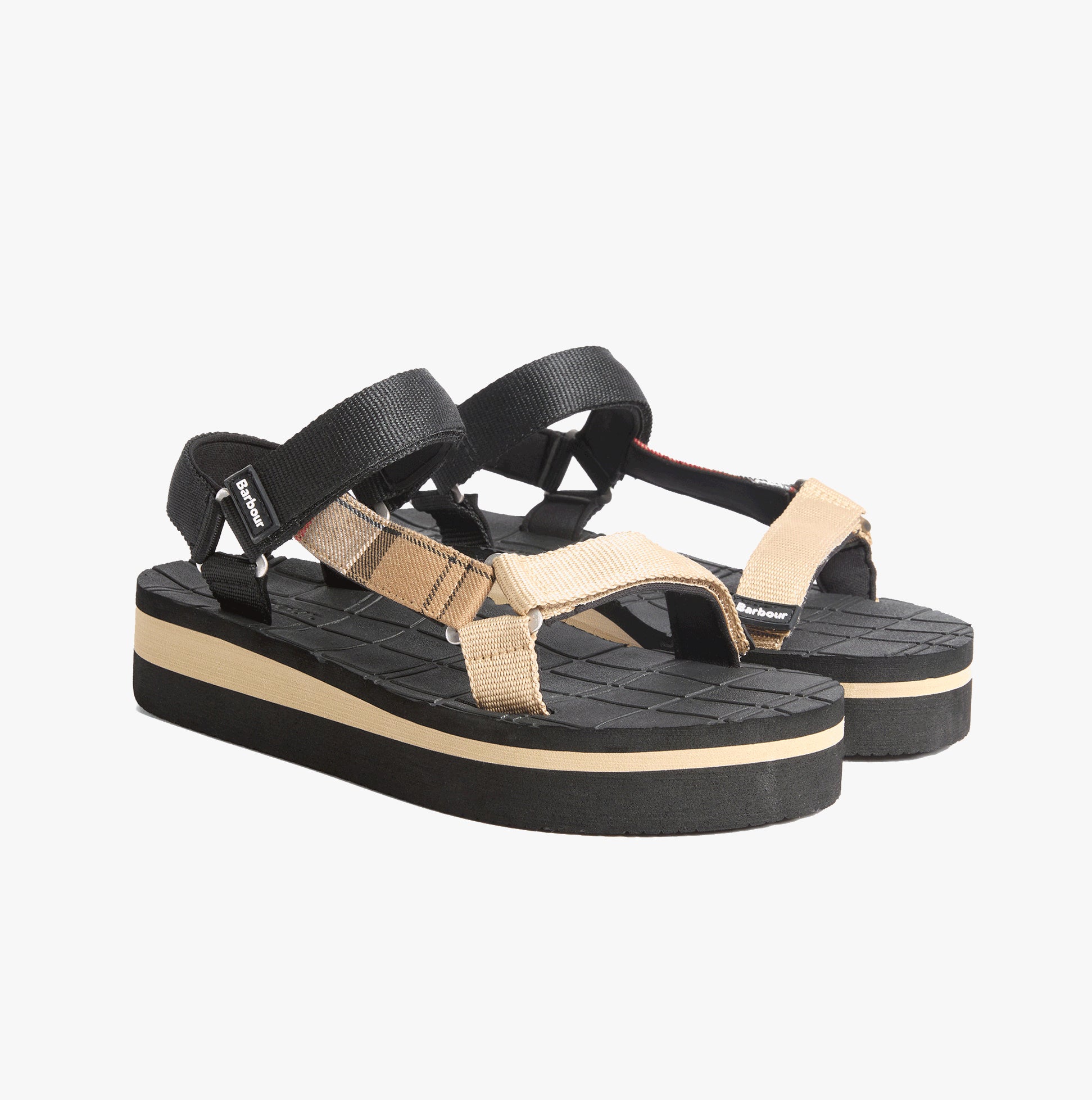 Barbour MILA Womens Ankle Strap Sandals Black/Dress Tartan