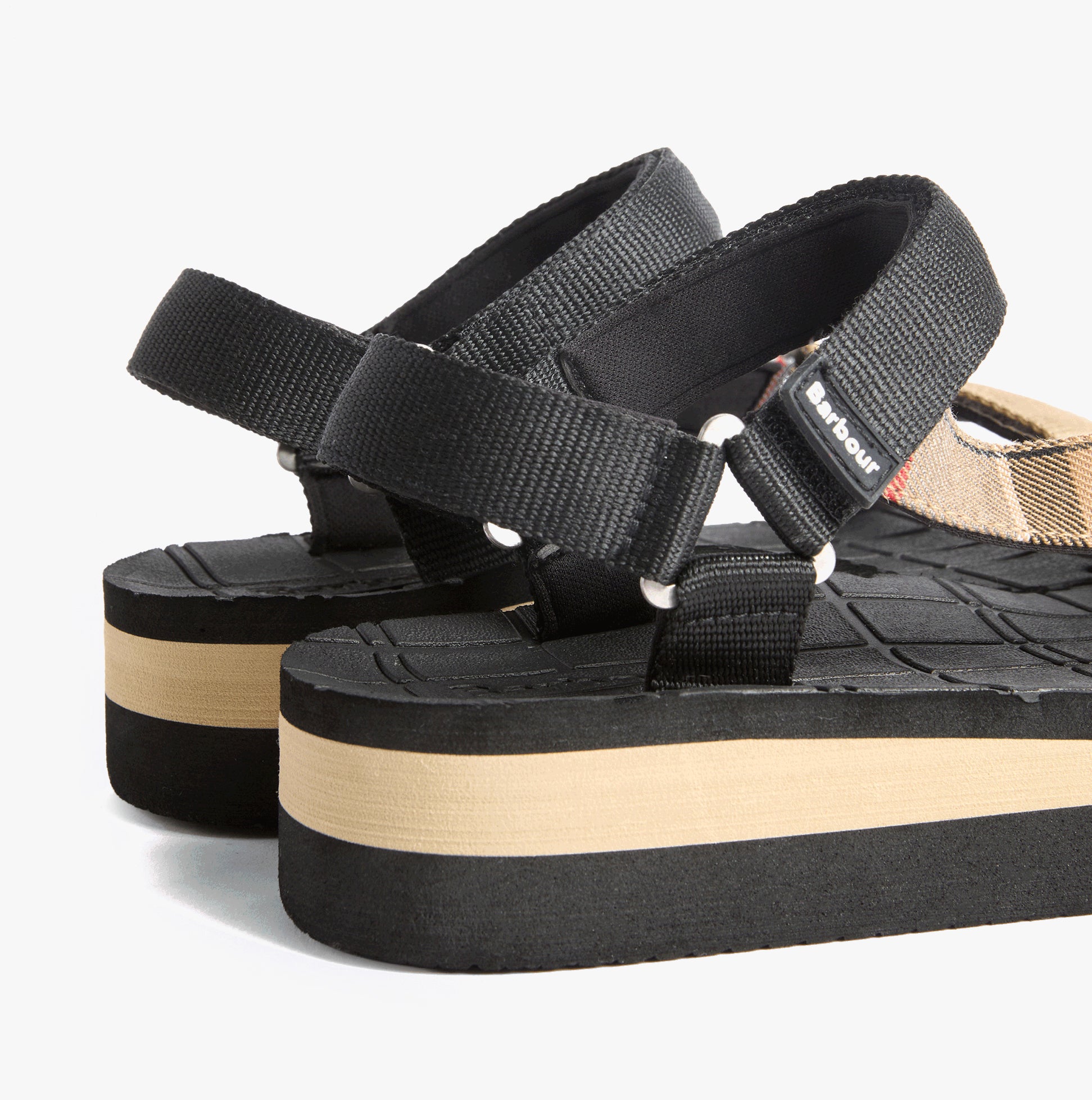 Barbour MILA Womens Ankle Strap Sandals Black/Dress Tartan