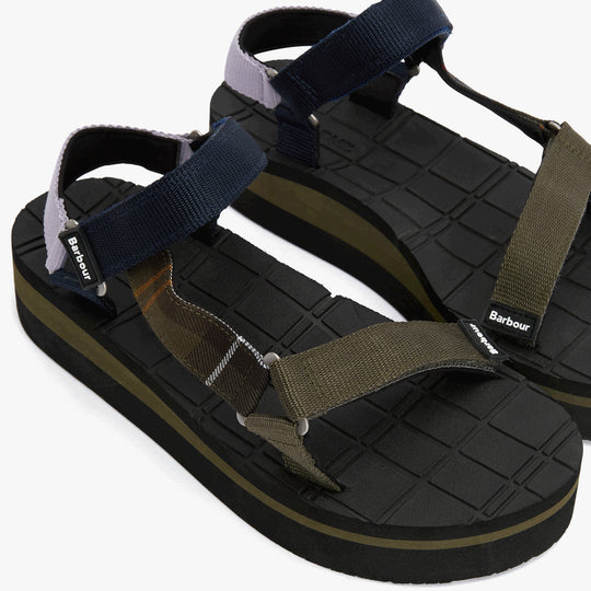 Barbour MILA Womens Ankle Strap Sandals Olive/Navy/Classic Tartan