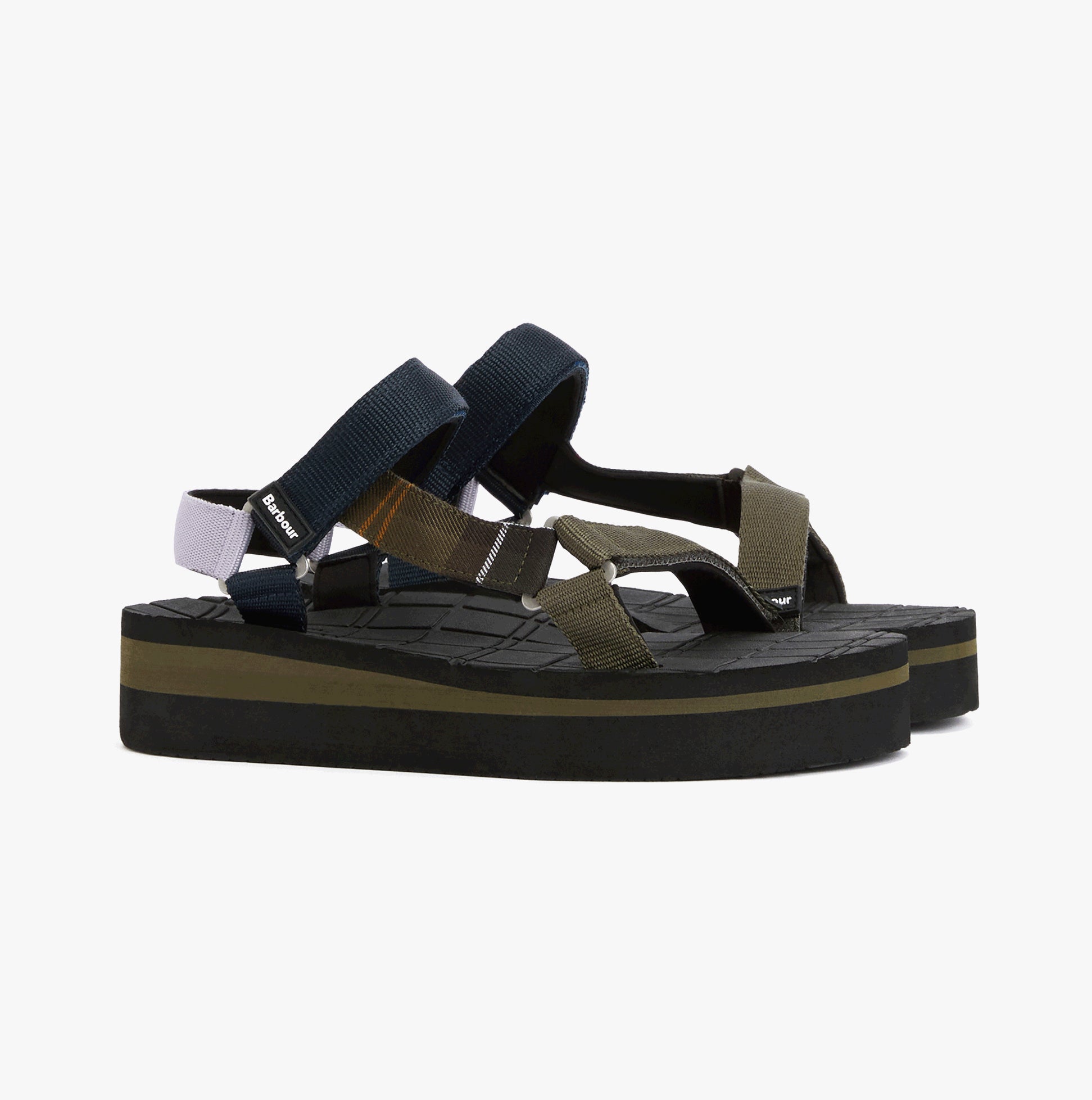 Barbour MILA Womens Ankle Strap Sandals Olive/Navy/Classic Tartan