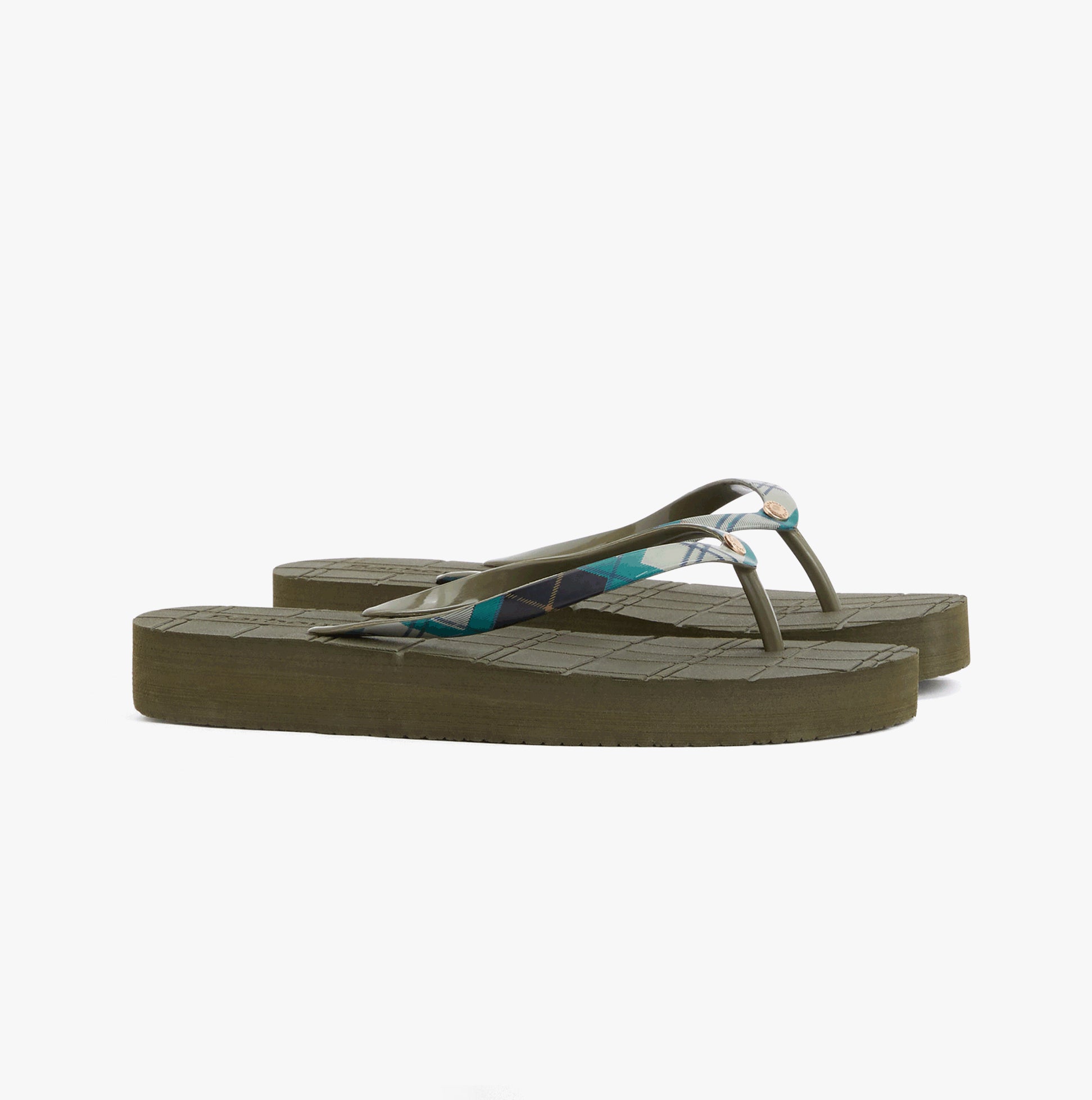Barbour TILDA POST Womens Toe-Post Sandals Olive/Ancient Tartan