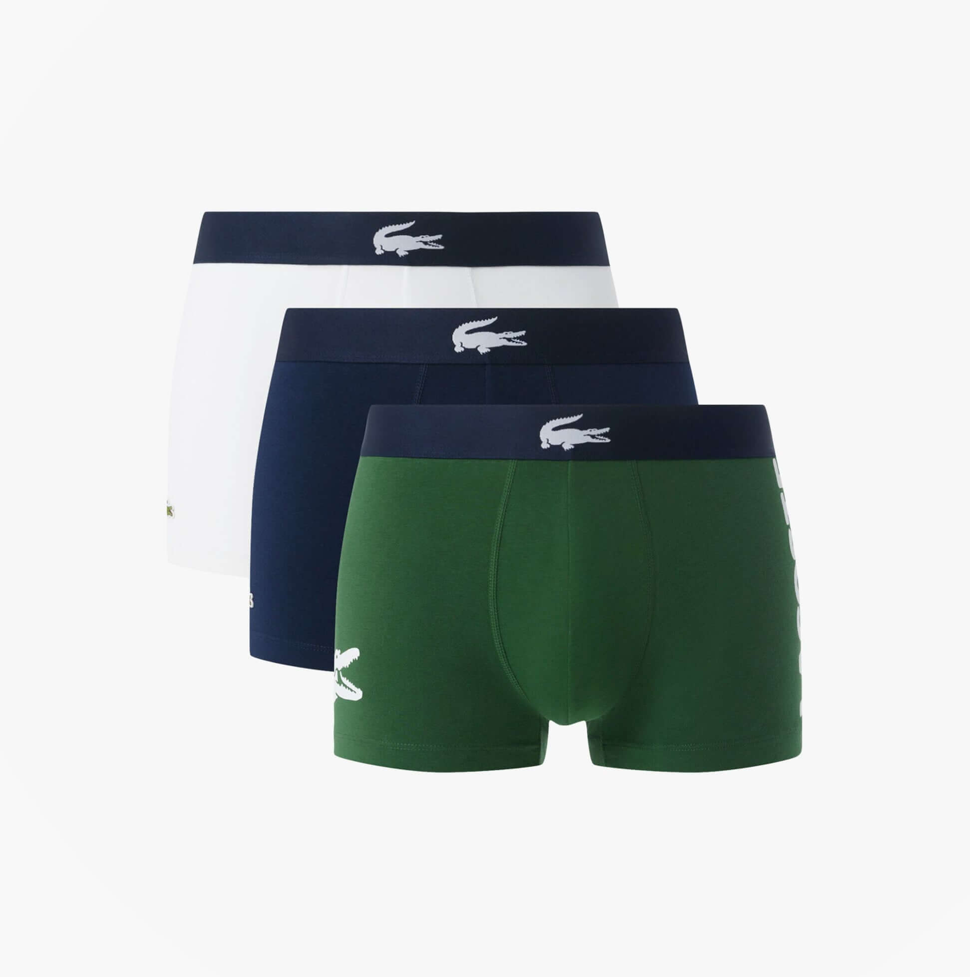 Lacoste 3 Pack Trunks Mens Trunks Thyme/Navy Blue/White
