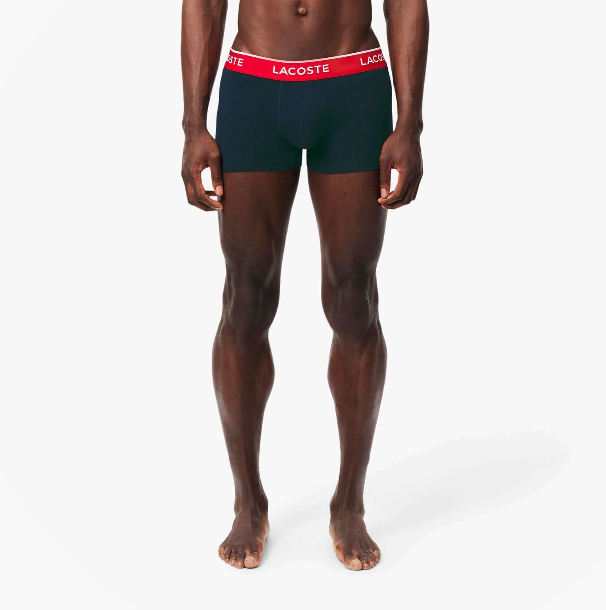 Lacoste 3 Pack Trunks Mens Trunks Navy Blue/Green/Red/Navy Blue
