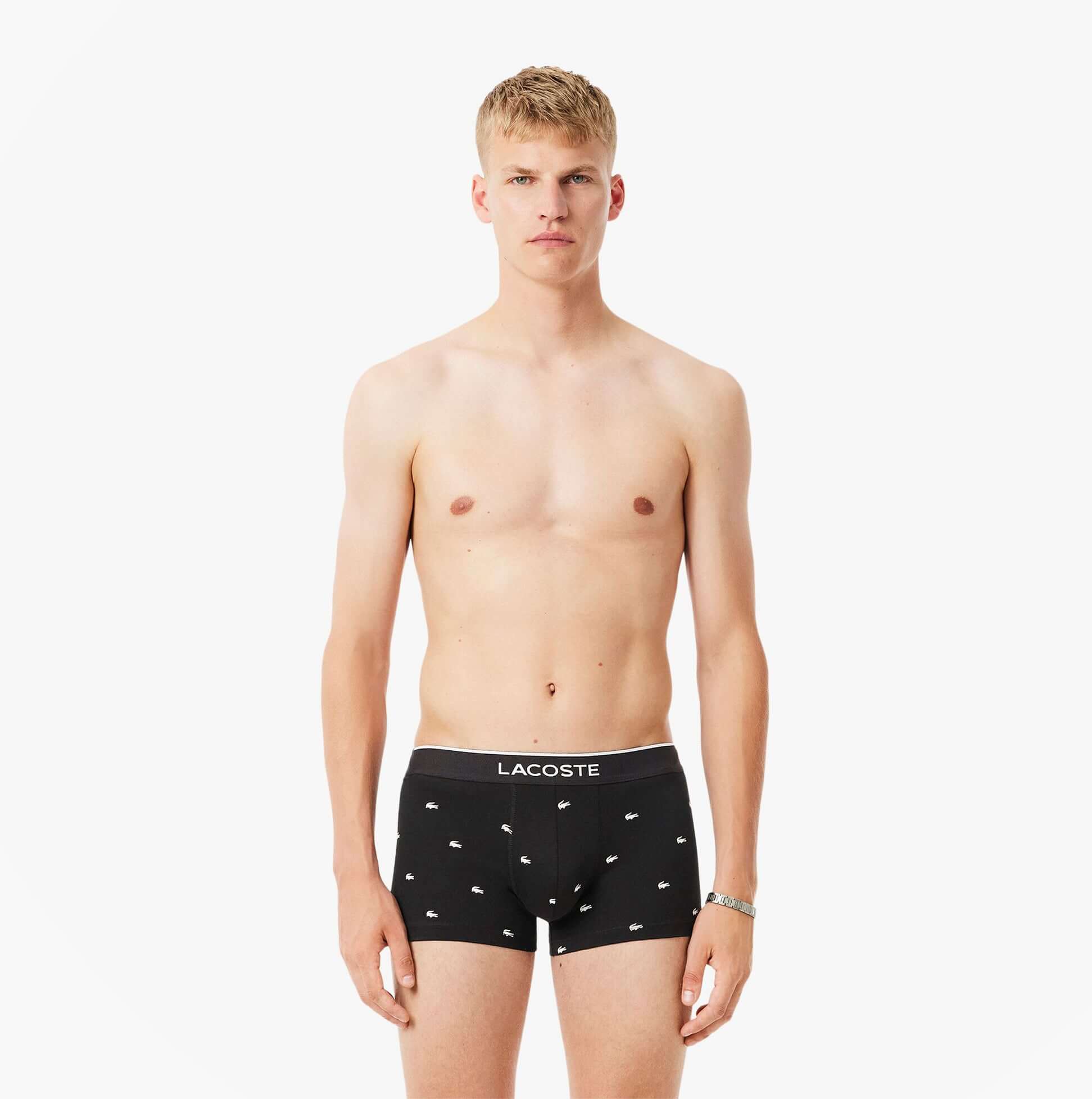 Lacoste 3 Pack Trunks Mens Trunks Black