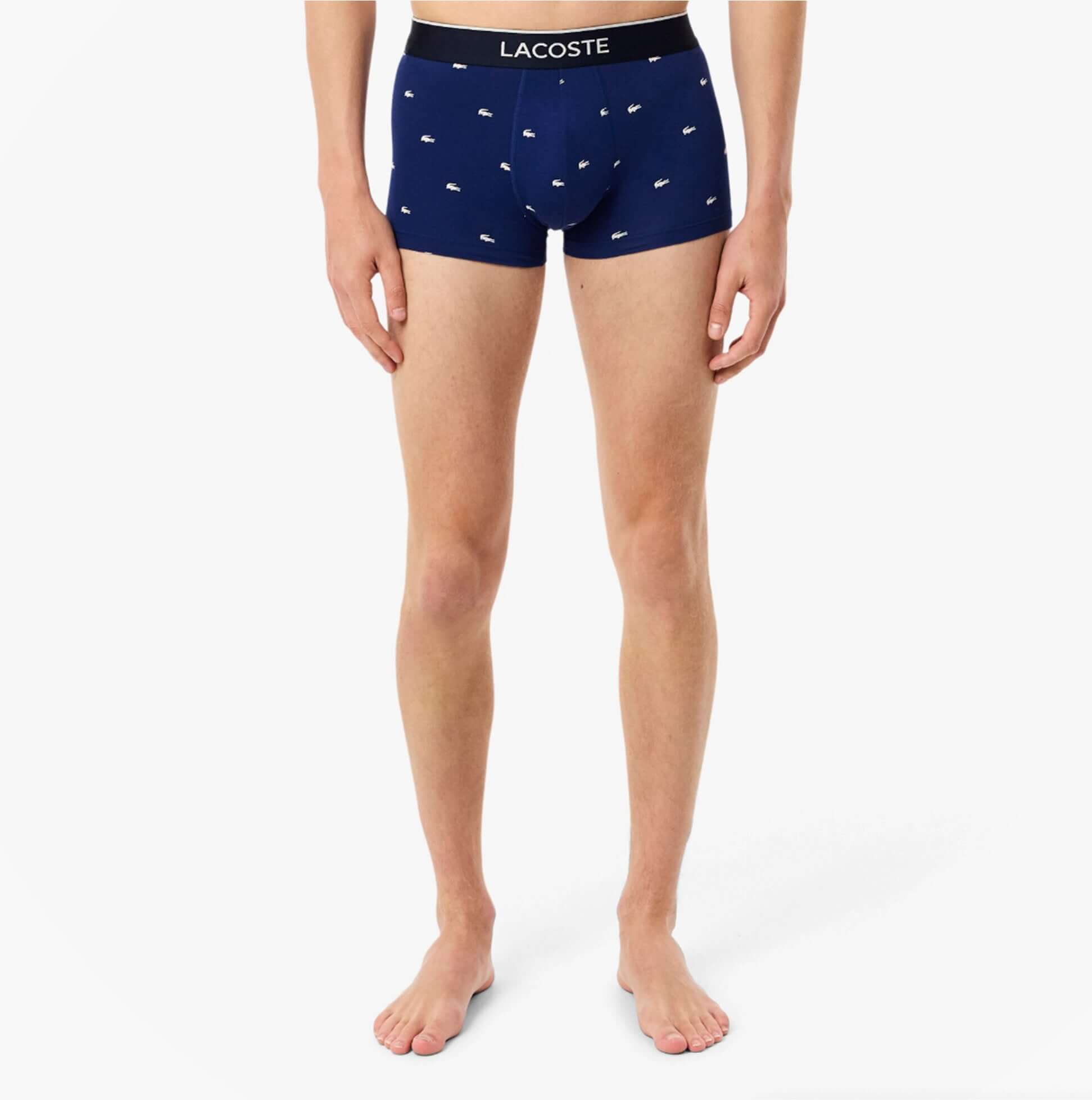 Lacoste 3 Pack Trunks Mens Trunks Methylene/Silver Chine/Red