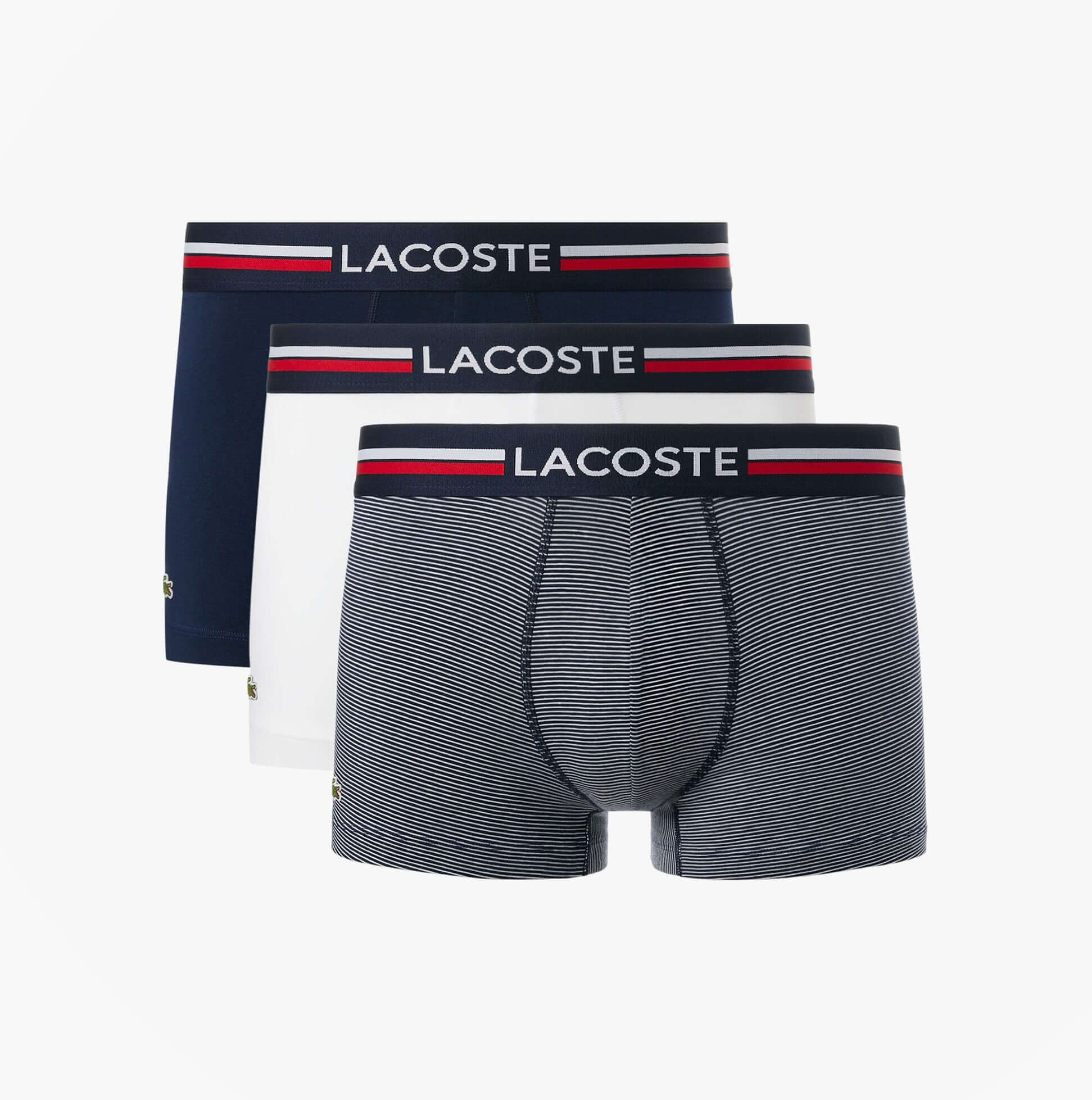 Lacoste 3 Pack Trunks Mens Trunks Navy Blue/White