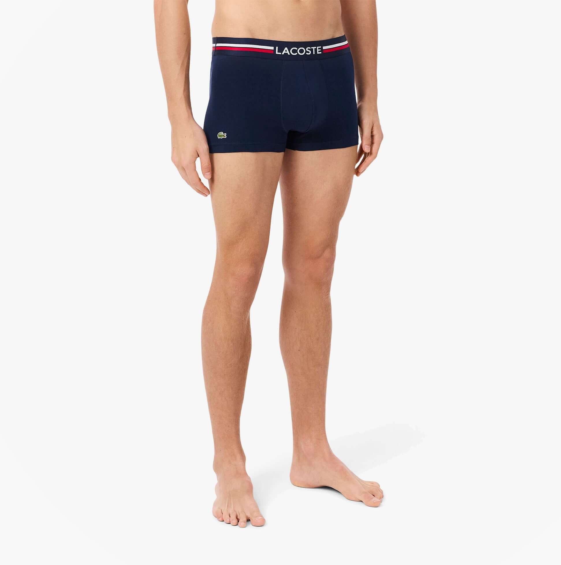 Lacoste 3 Pack Trunks Mens Trunks Navy Blue/White