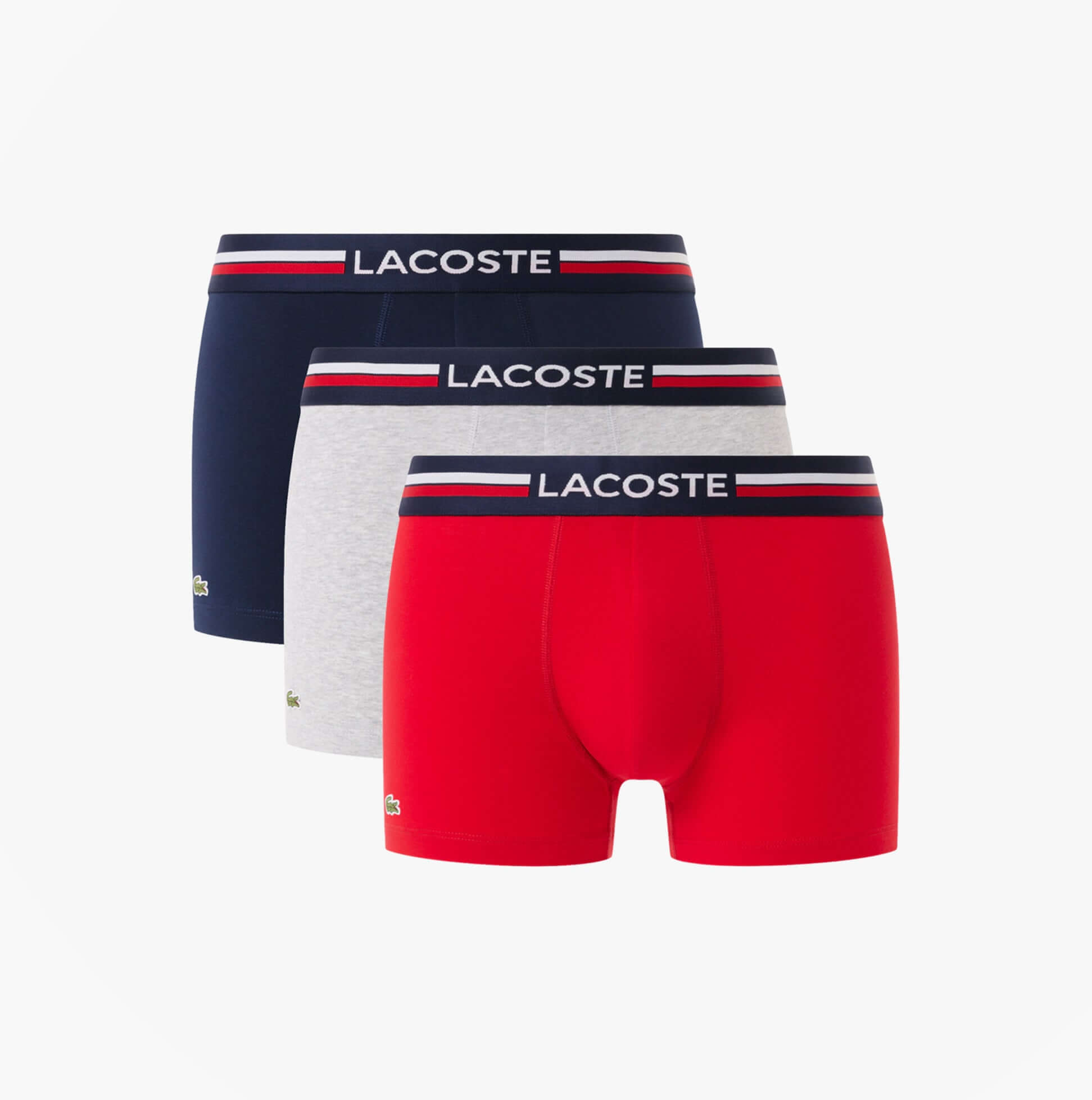 Lacoste 3 Pack Trunks Mens Trunks Navy Blue/Silver Chine/Red