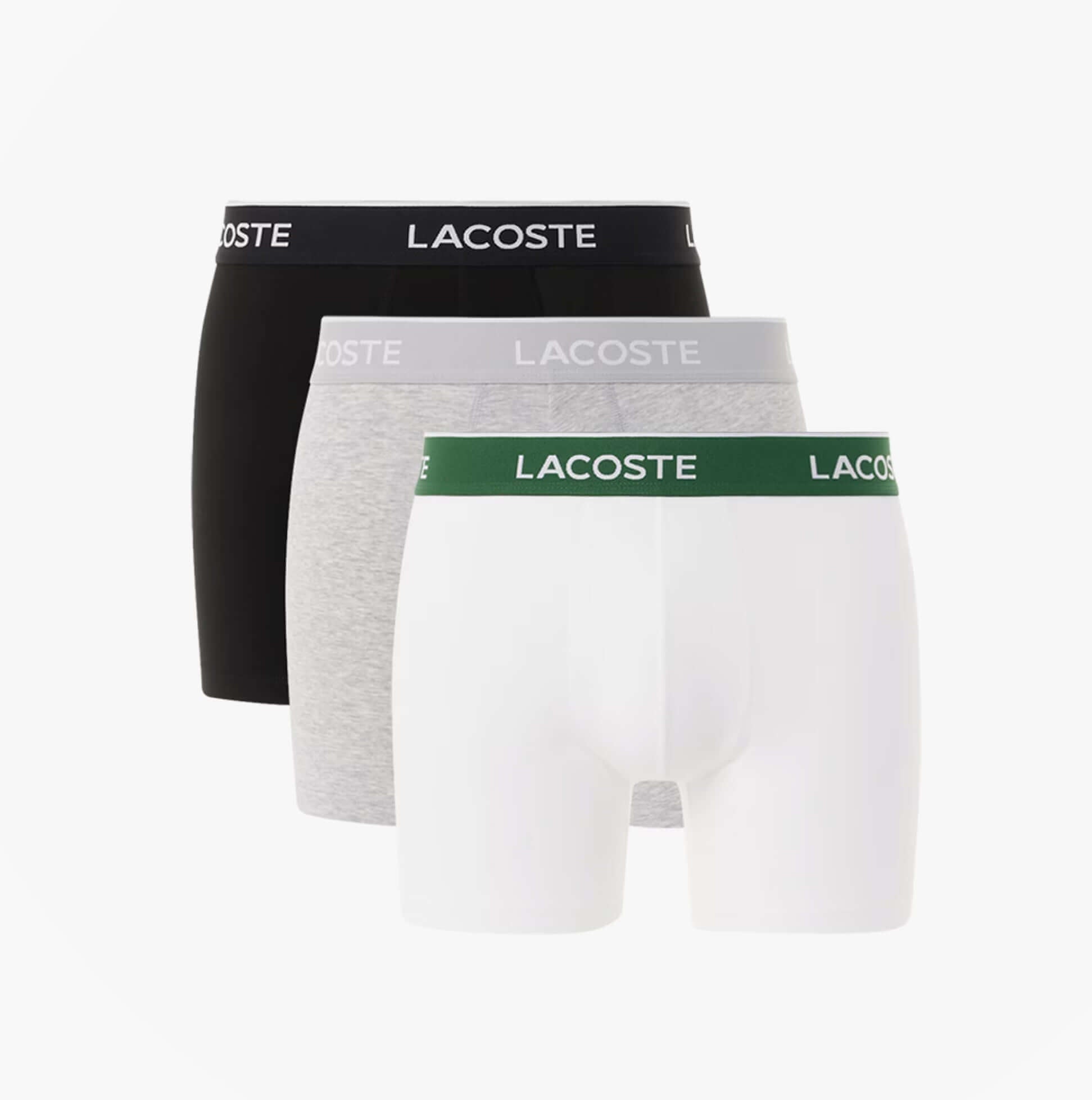 Lacoste 3 Pack Boxer Briefs Mens Boxer Briefs Black/White/Silver Chine