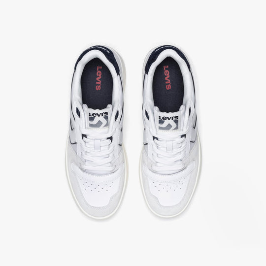 Levi's GLIDE L Womens Trainers Regular White top view showing leather upper and lace-up design.
