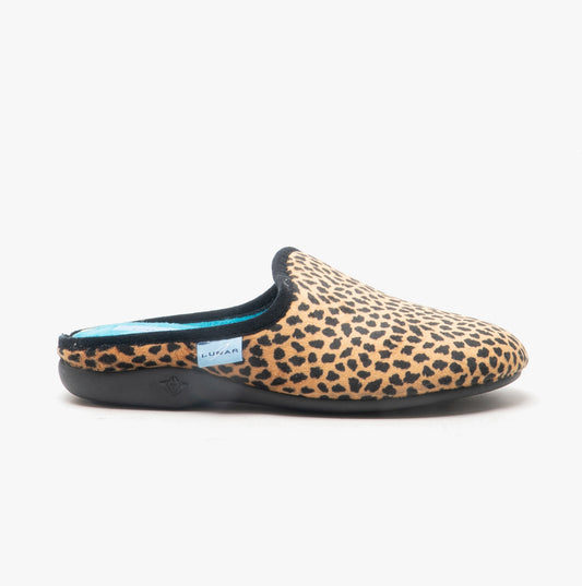 Lunar GHANA Womens Mule Slippers Cheetah Brown