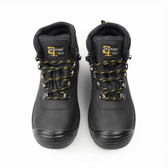 Grafters M9508A Mens Super Wide Waterproof Safety Boots Black