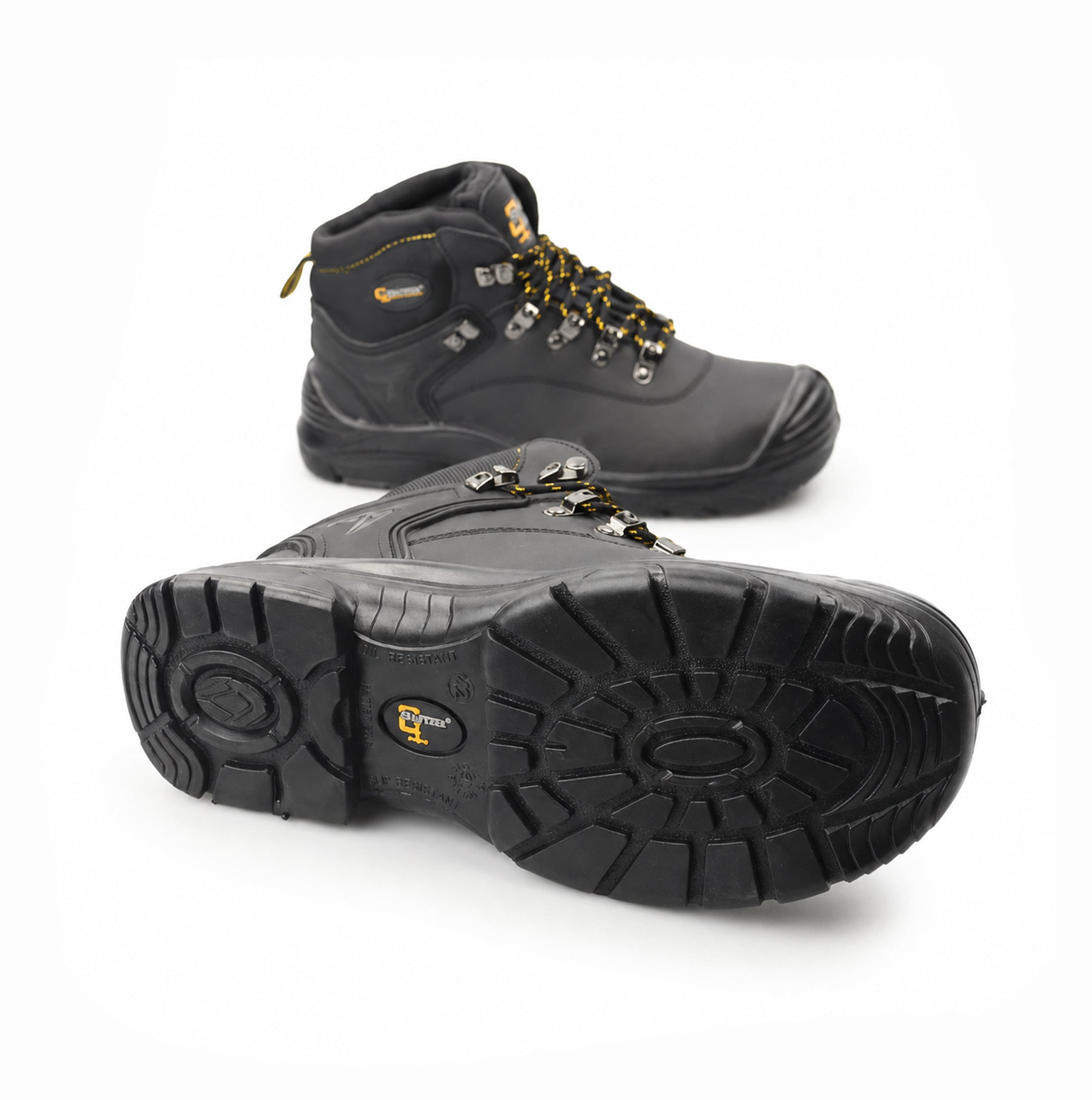 Grafters M9508A Mens Leather Super Wide Safety Boots Black