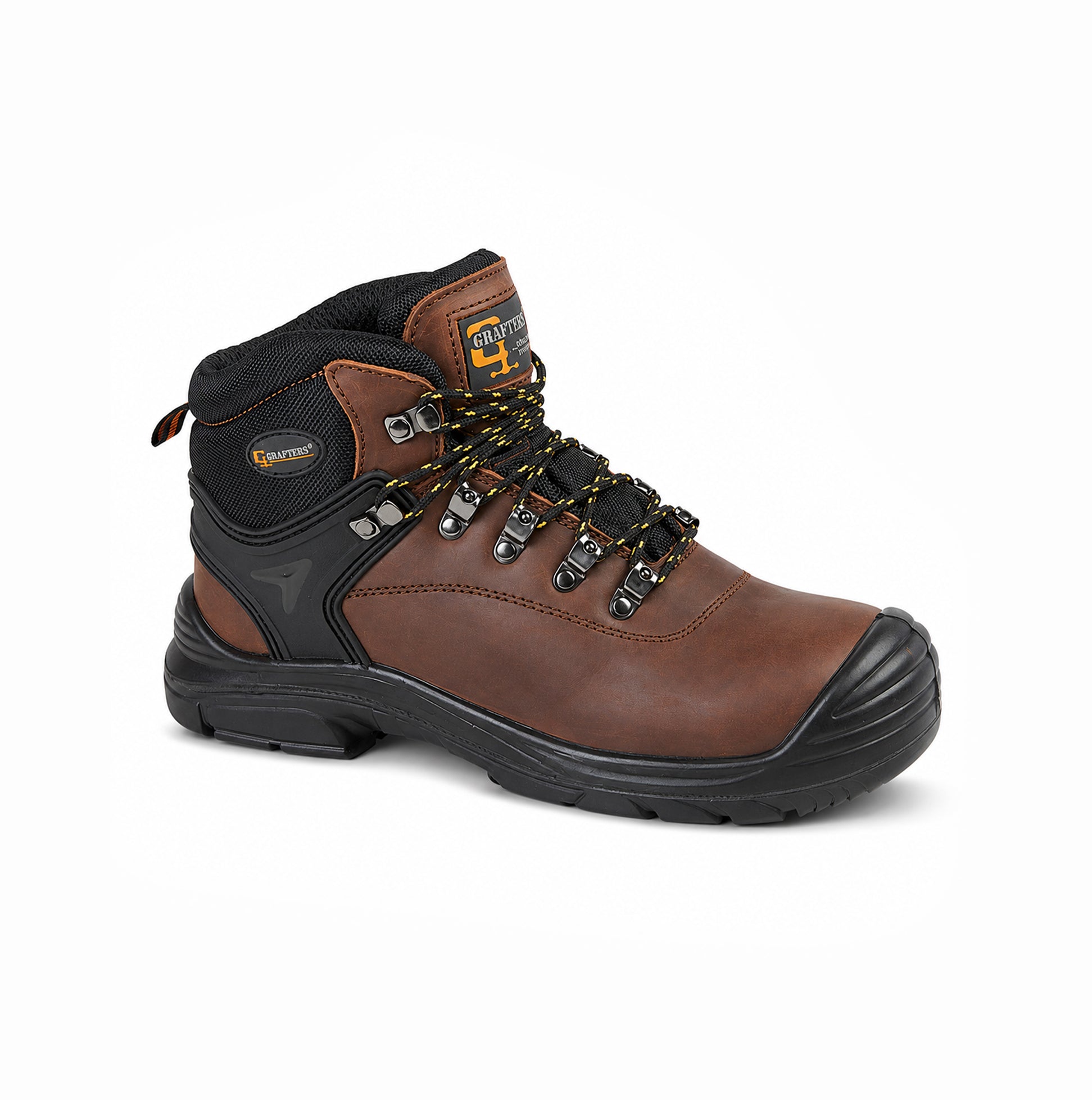 Grafters M9508B Mens Leather Super Wide Safety Boots Brown