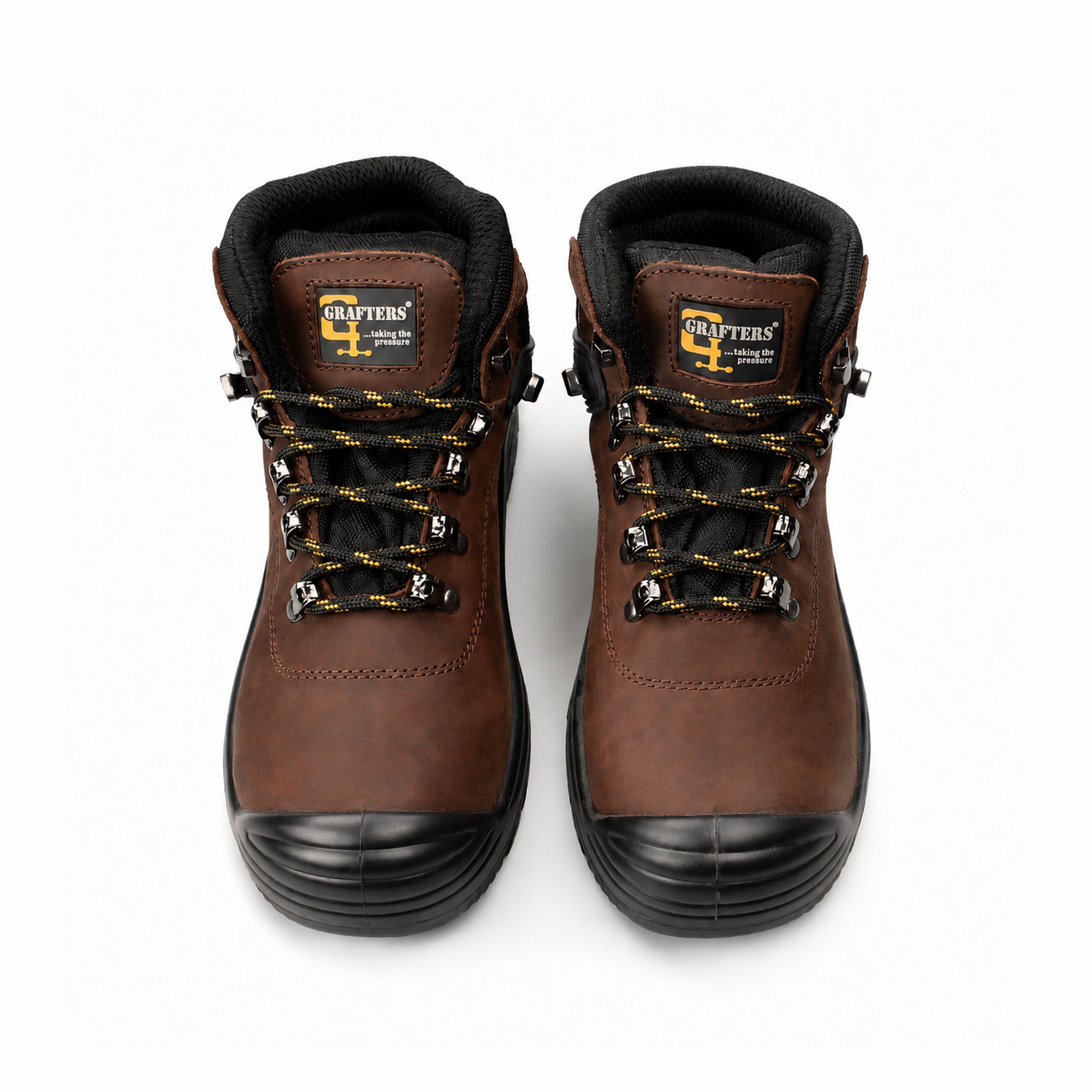 Grafters M9508B Mens Leather Super Wide Safety Boots Brown