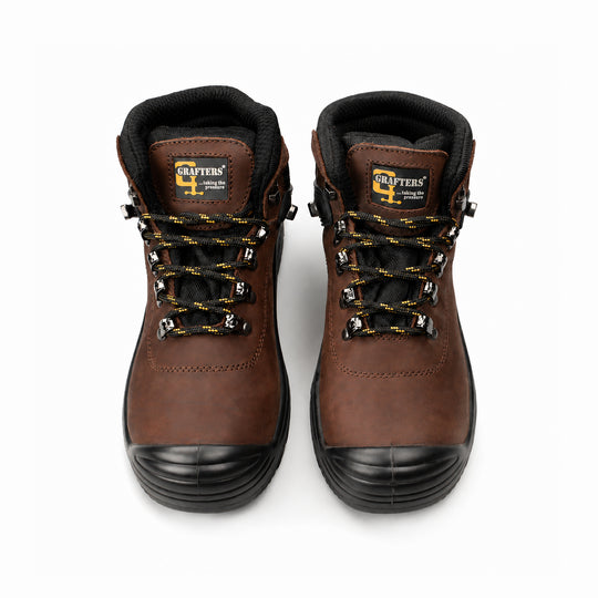 Grafters M9508B Mens Super Wide Waterproof Safety Boots Brown