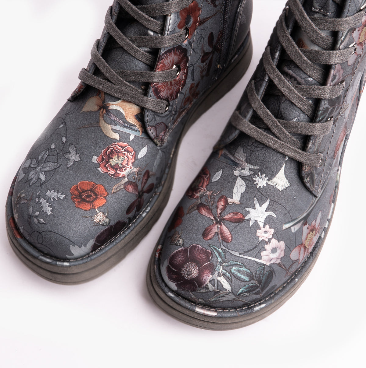 Heavenly Feet MARTINA4 PRINT FANTASY Womens Combat Boots Grey