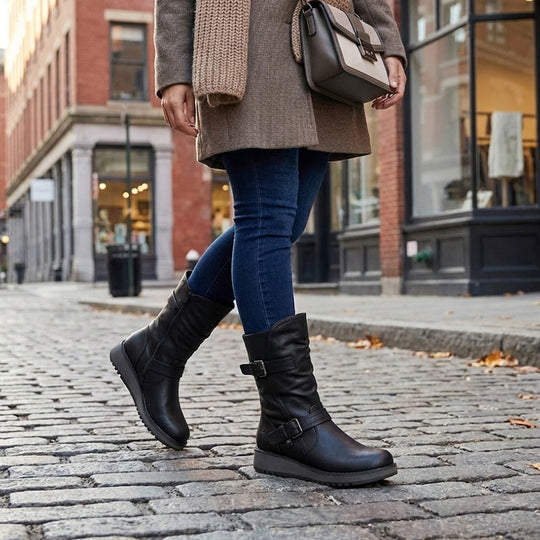 Heavenly Feet HANNAH4 Womens Biker Boots Black