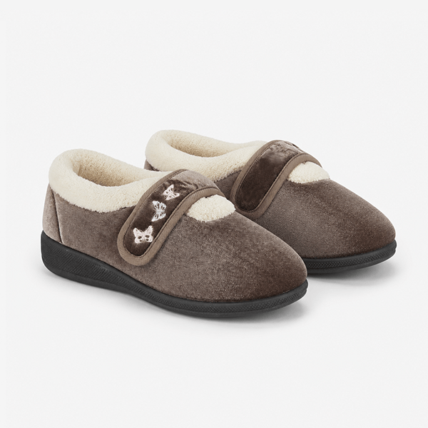 Jo & Joe MATILDA Womens Touch Fasten Slippers Mink