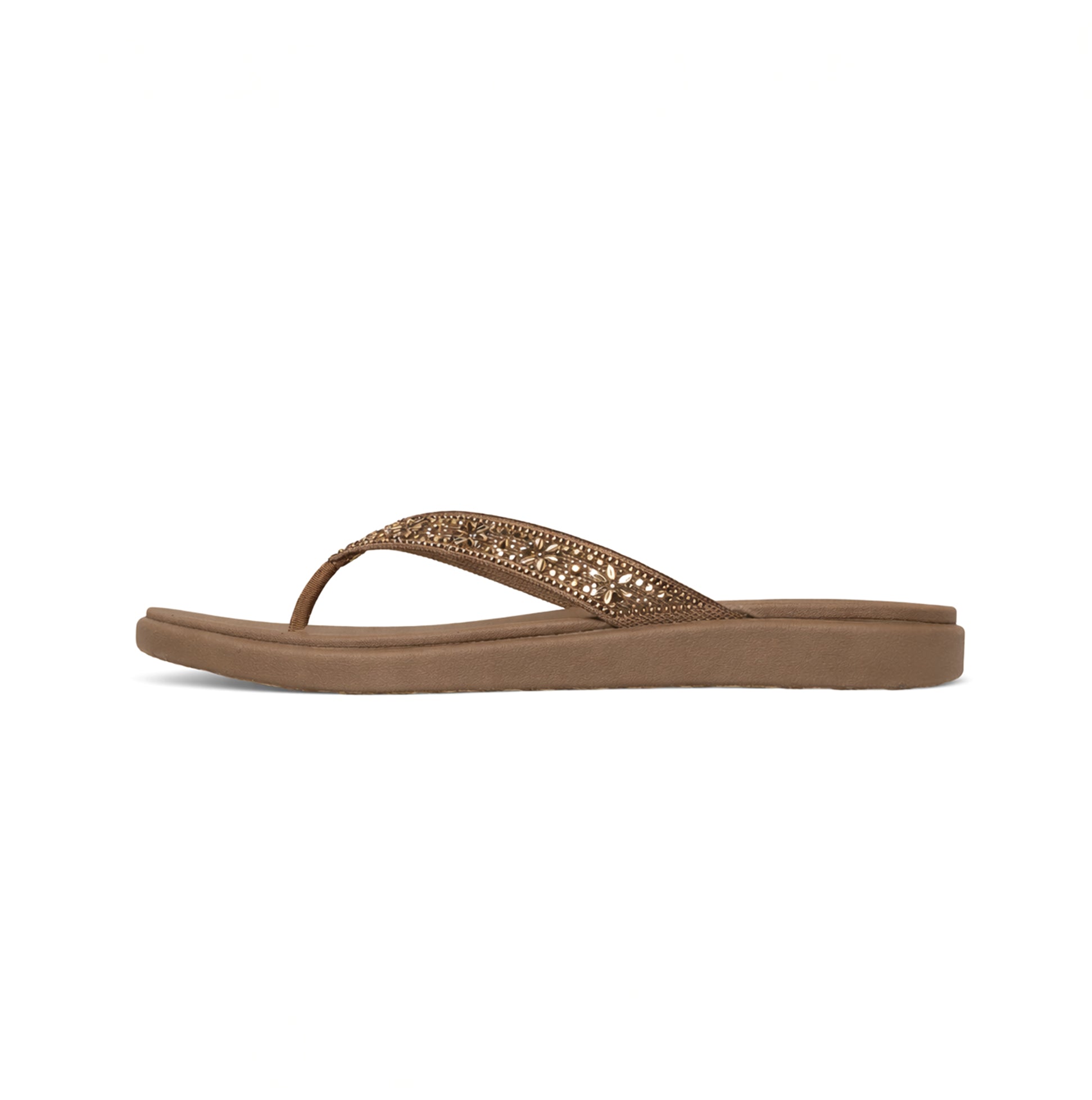 Skechers MEDITATION LUXE - SUNNY GLOW Womens Toe-Post Sandals Mocca