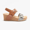 Mephisto LISSANDRA Womens Leather Wedge Sandals Camel/Python