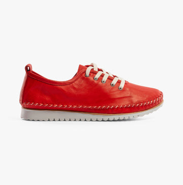Mod Comfys L988D 5-Eye Lace Womens Leather Shoes Red