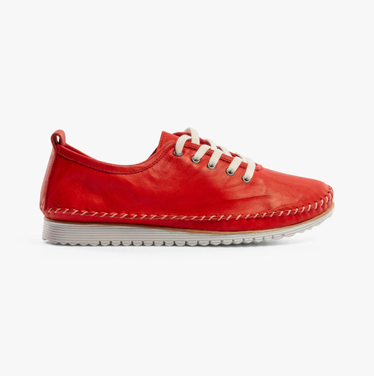Mod Comfys L988D 5-Eye Lace Womens Leather Shoes Red