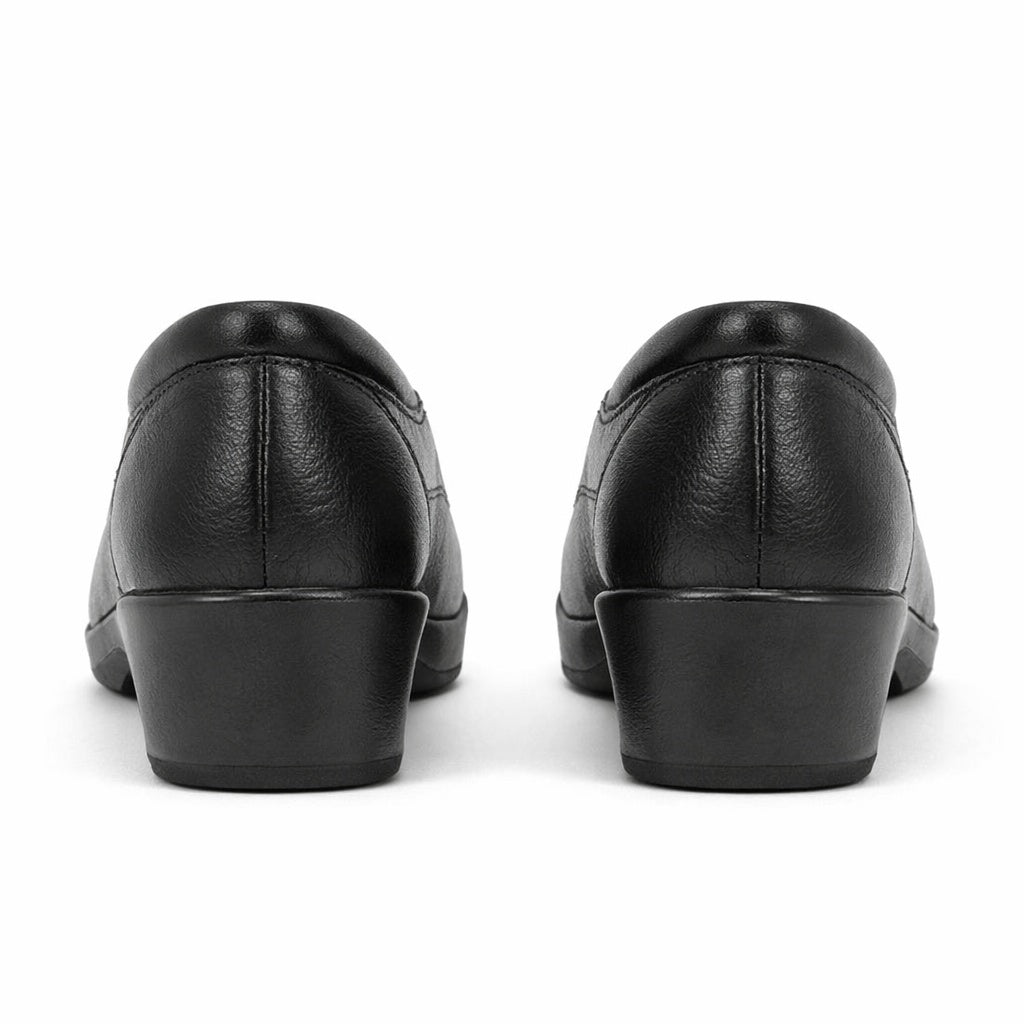 Mod Comfys LORETTA Womens Leather Wedge Loafers Black