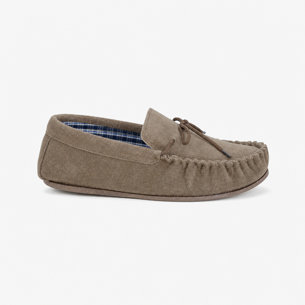 Mokkers BRUCE Mens Moccasin Slippers Taupe