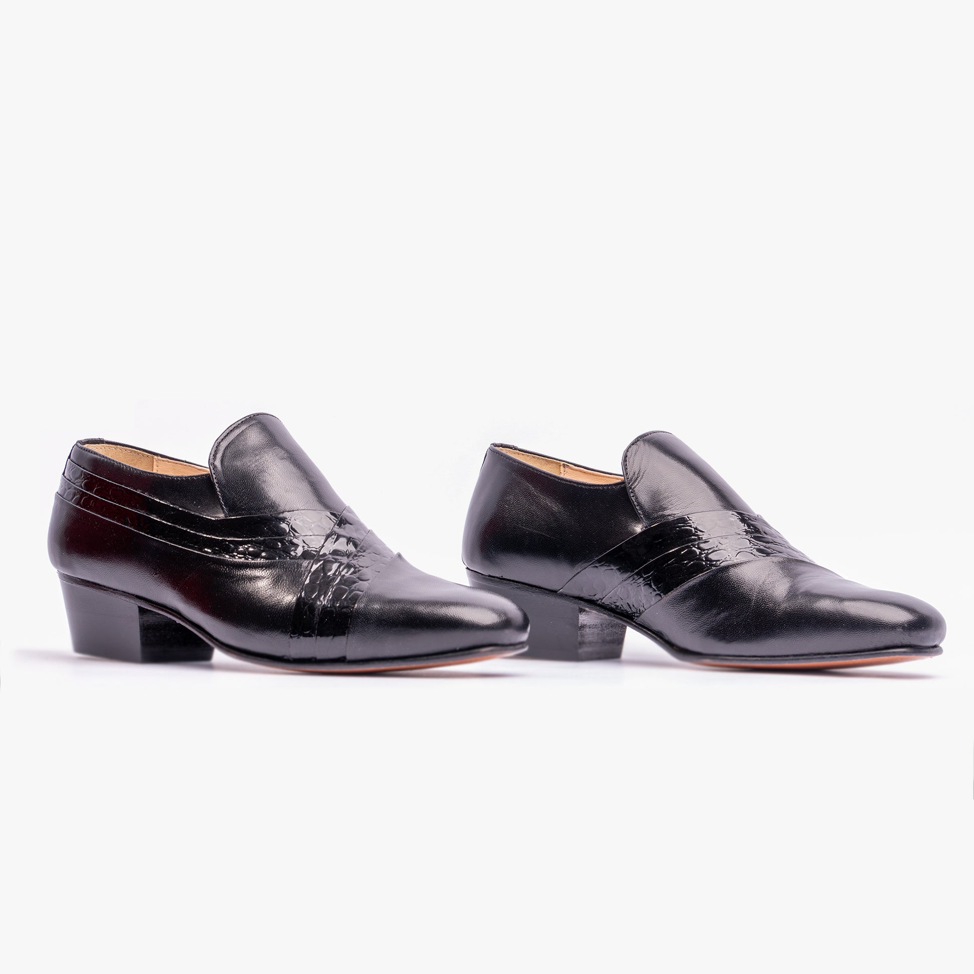 Montecatini PABLO Mens Cuban Heel Reptile Leather Shoes Black
