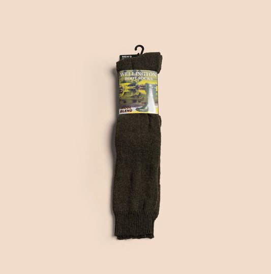 Mud Dogs 34SED013 Mens Wellington Boot Socks Olive Green