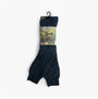 Mud Dogs Mens Welly Boot Socks Navy front view, wool blend material, packaged with labeling.
